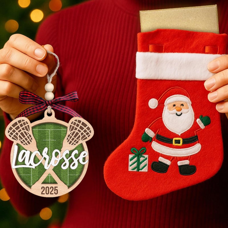 SUCHAGIFT Lacrosse Christmas Ornament - Lacrosse Ornaments for Christmas Tree, Sports Ornaments - Boys Girls Sports Gifts for Lovers - Wood Ornament 2025 - Image 5